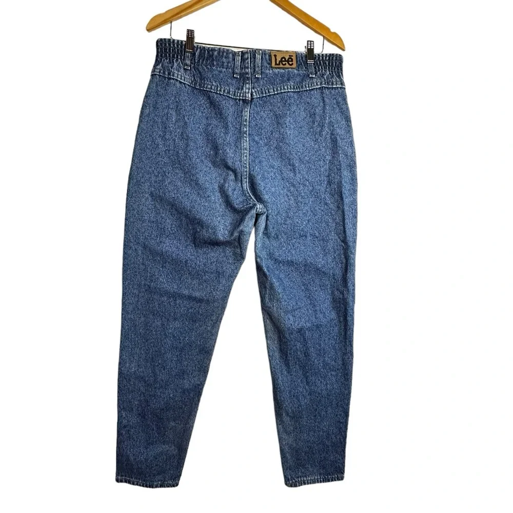 Lee‎ Vintage 90s Mom Jeans Womens 14M High Waist Tapered Leg Elastic Medium Wash